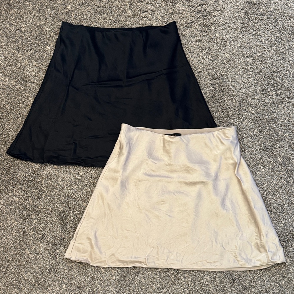 Quince Black Silk & Cream Mini Skirt Set (2)